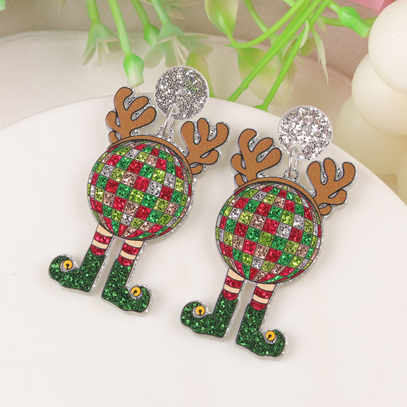 Wholesale  Christmas Series Elk Gloves Acrylic Earrings